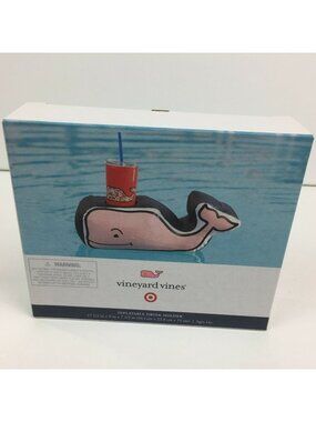 Vineyard Vines Inflatable Drink Holder Pink Blue Whale Pool Beach Floating Beer